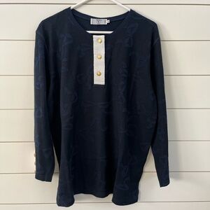Valentino Navy Sweater with Gold Accents